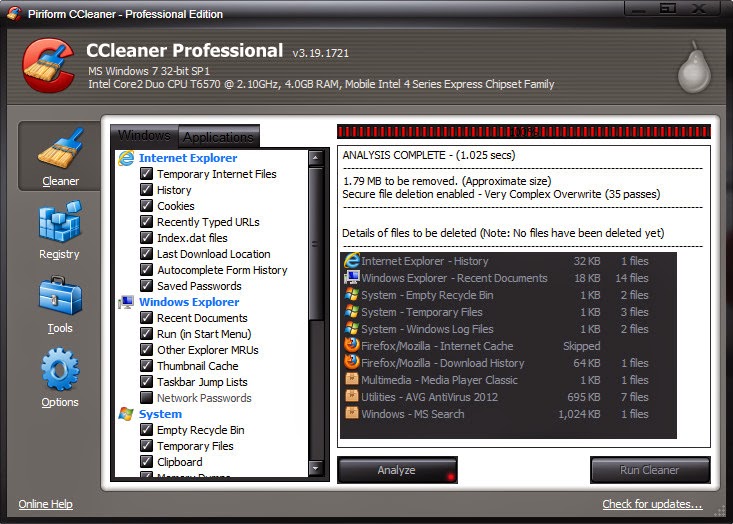 ccleaner free para windows 7